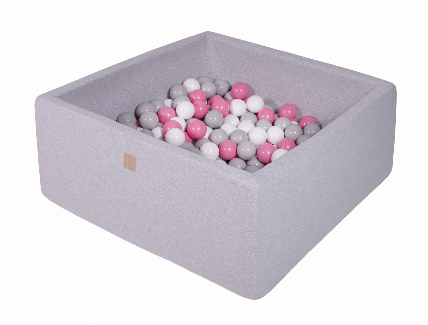 Square Ball Pit with 400 balls, 110x110x40cm, Light Grey, Cotton