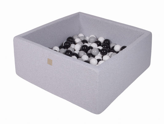 Square Ball Pit with 400 balls, 110x110x40cm, Light Grey, Cotton