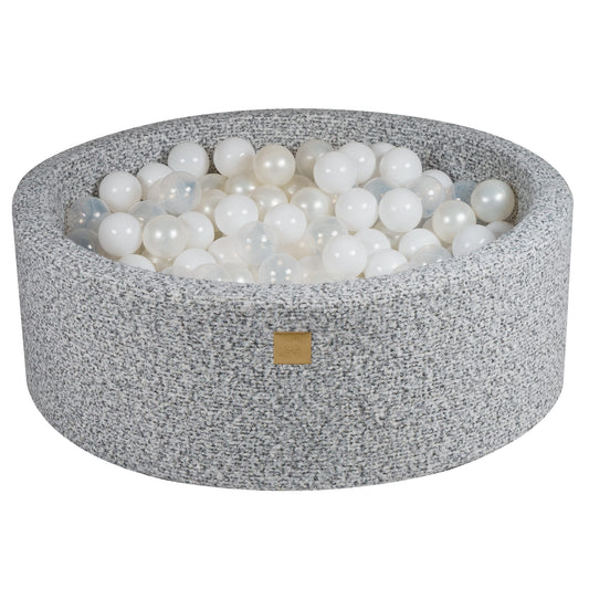 Ronde ballenbak met 200 ballen, 90x30cm, Marled Grey, Boucle