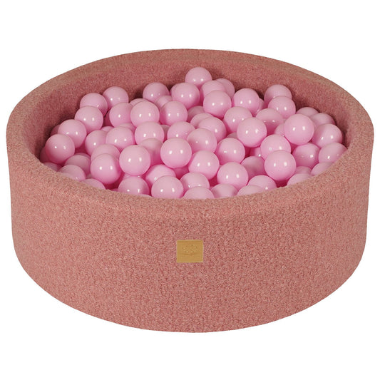 Ronde ballenbak met 200 ballen, 90x30cm, roze, bouclé