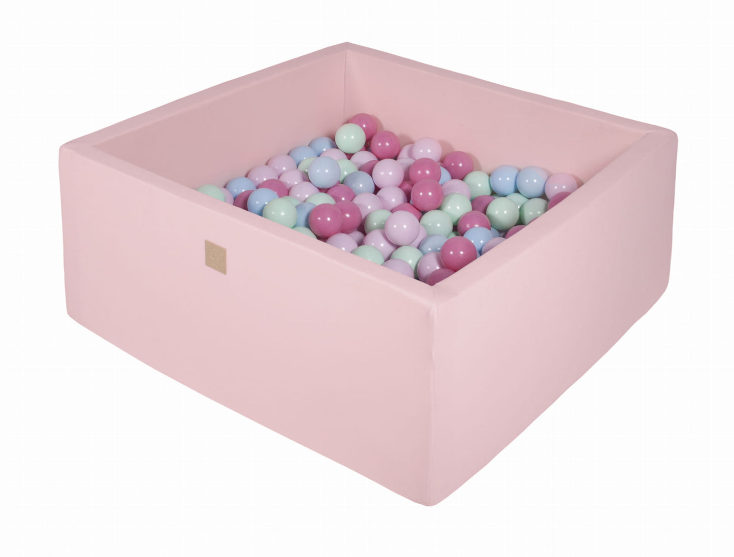 Square Ball Pit with 400 balls, 110x110x40cm, Light Pink, Cotton