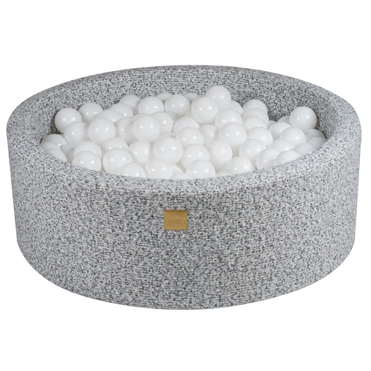 Ronde ballenbak met 200 ballen, 90x30cm, Marled Grey, Boucle