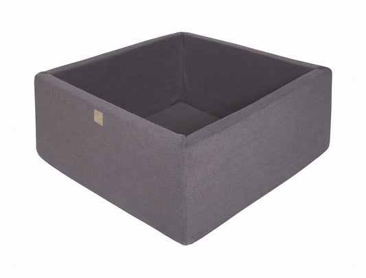 Square Ball Pit without balls, 90x90x40cm, Dark Grey, Cotton