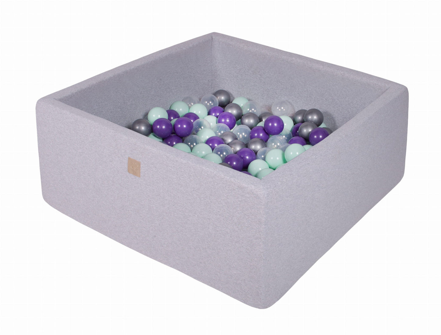 Square Ball Pit with 400 balls, 110x110x40cm, Light Grey, Cotton