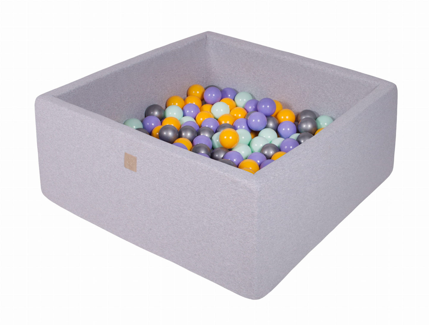 Square Ball Pit with 400 balls, 110x110x40cm, Light Grey, Cotton