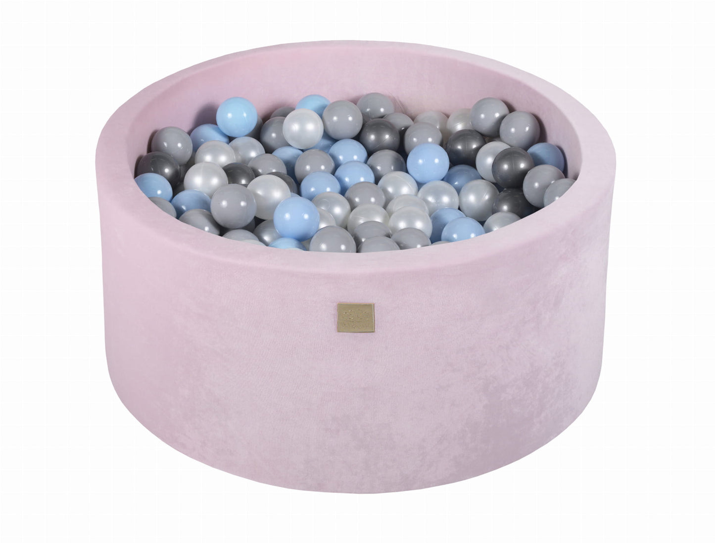 Ronde ballenbak met 300 ballen, 90x40cm, lichtroze, fluweel