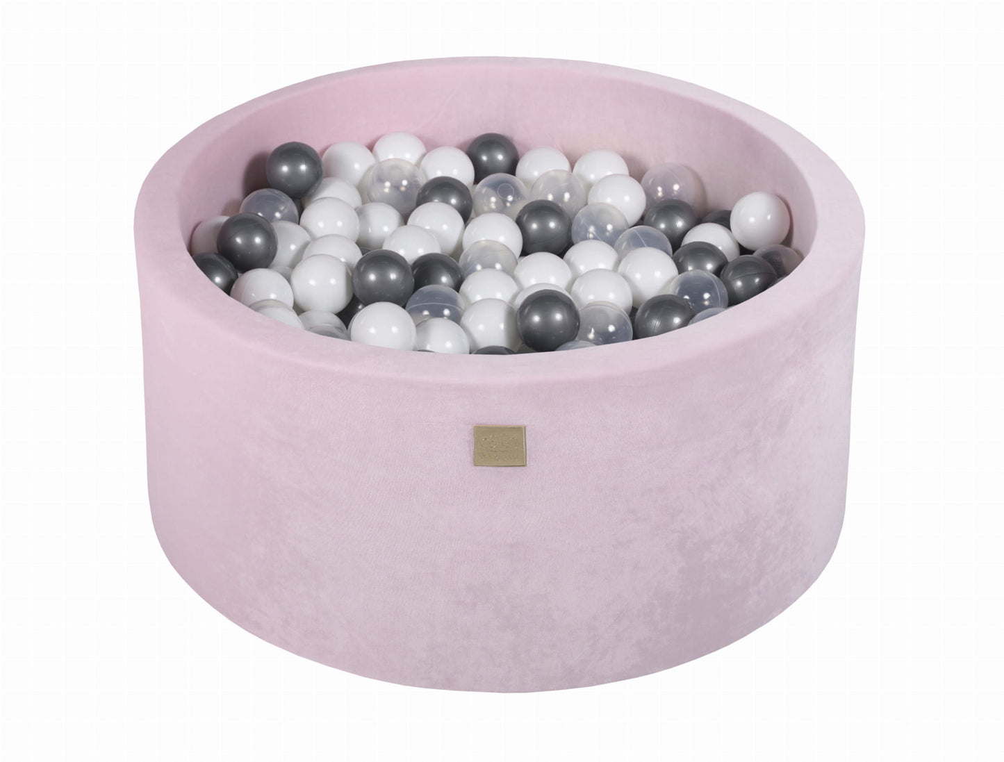 Ronde ballenbak met 300 ballen, 90x40cm, lichtroze, fluweel