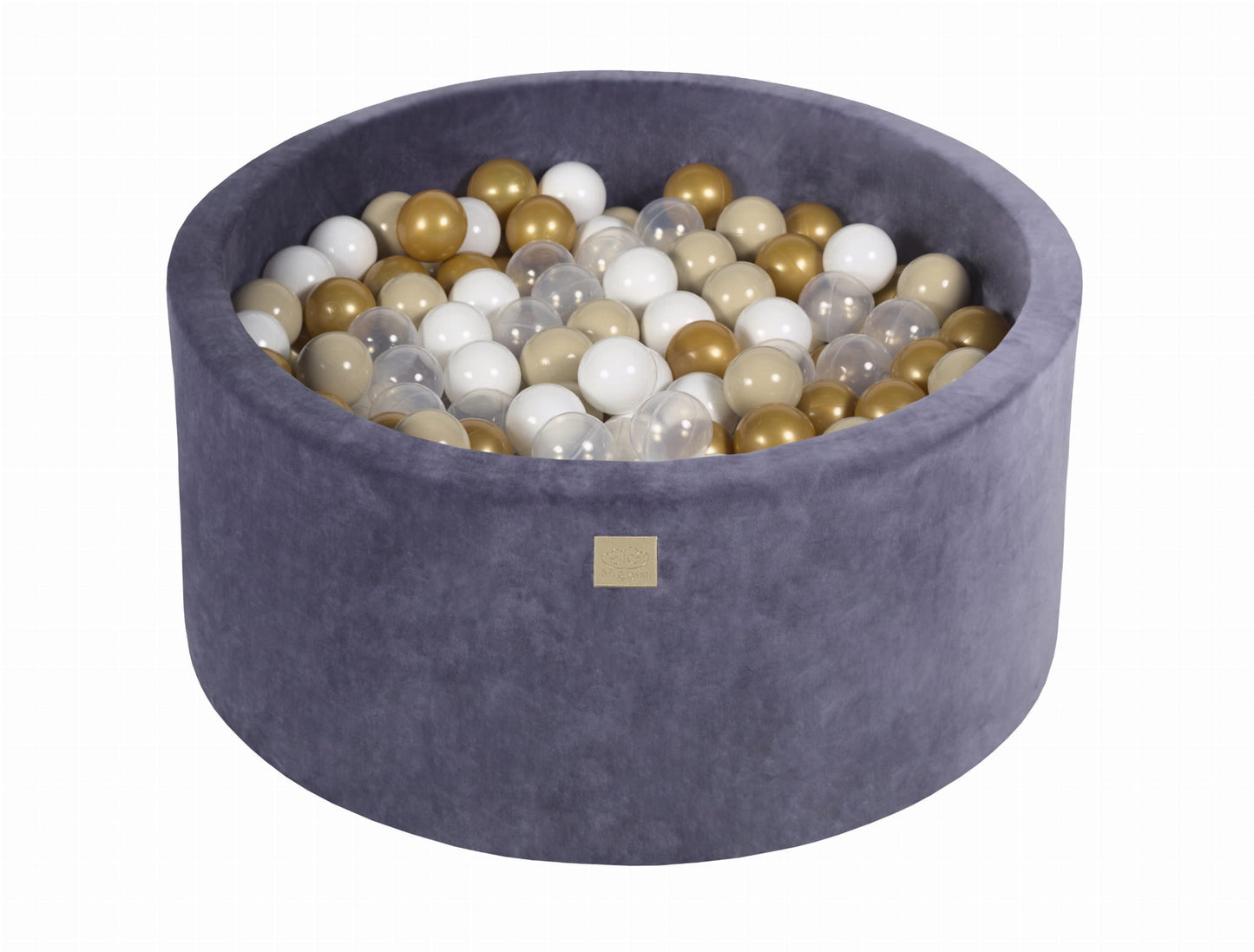 Round Ball Pit with 300 balls, 90x40cm, Blue-Grey, Velvet 