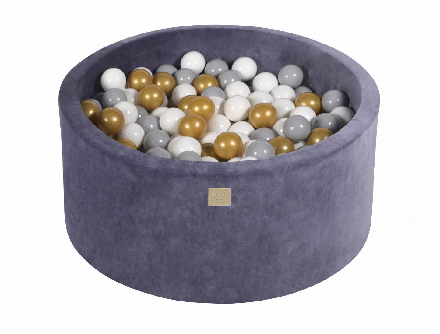 Round Ball Pit with 300 balls, 90x40cm, Blue-Grey, Velvet 