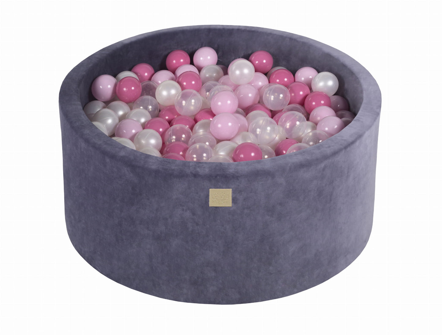 Ronde ballenbak met 300 ballen, 90x40cm, blauwgrijs, fluweel