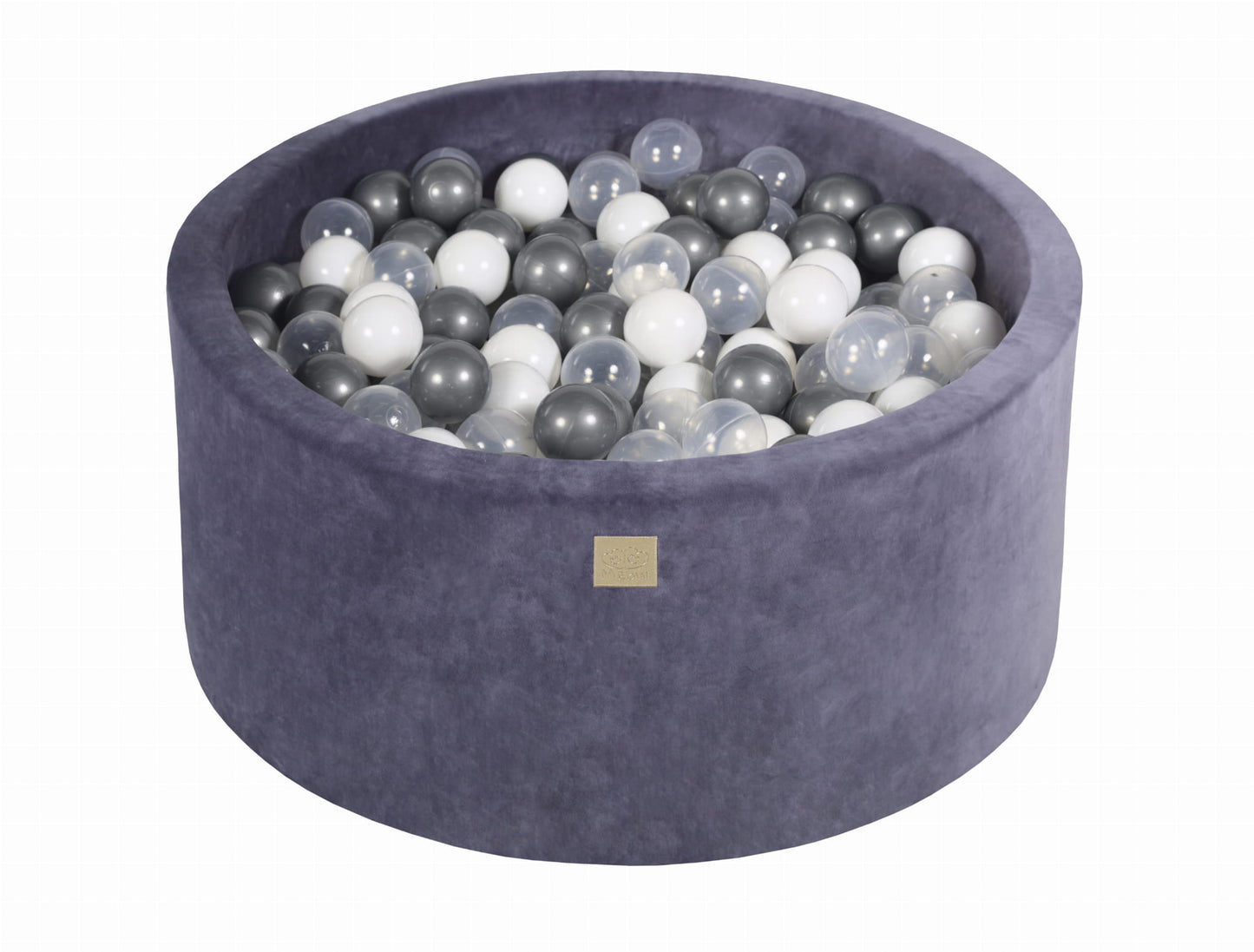 Round Ball Pit with 300 balls, 90x40cm, Blue-Grey, Velvet 