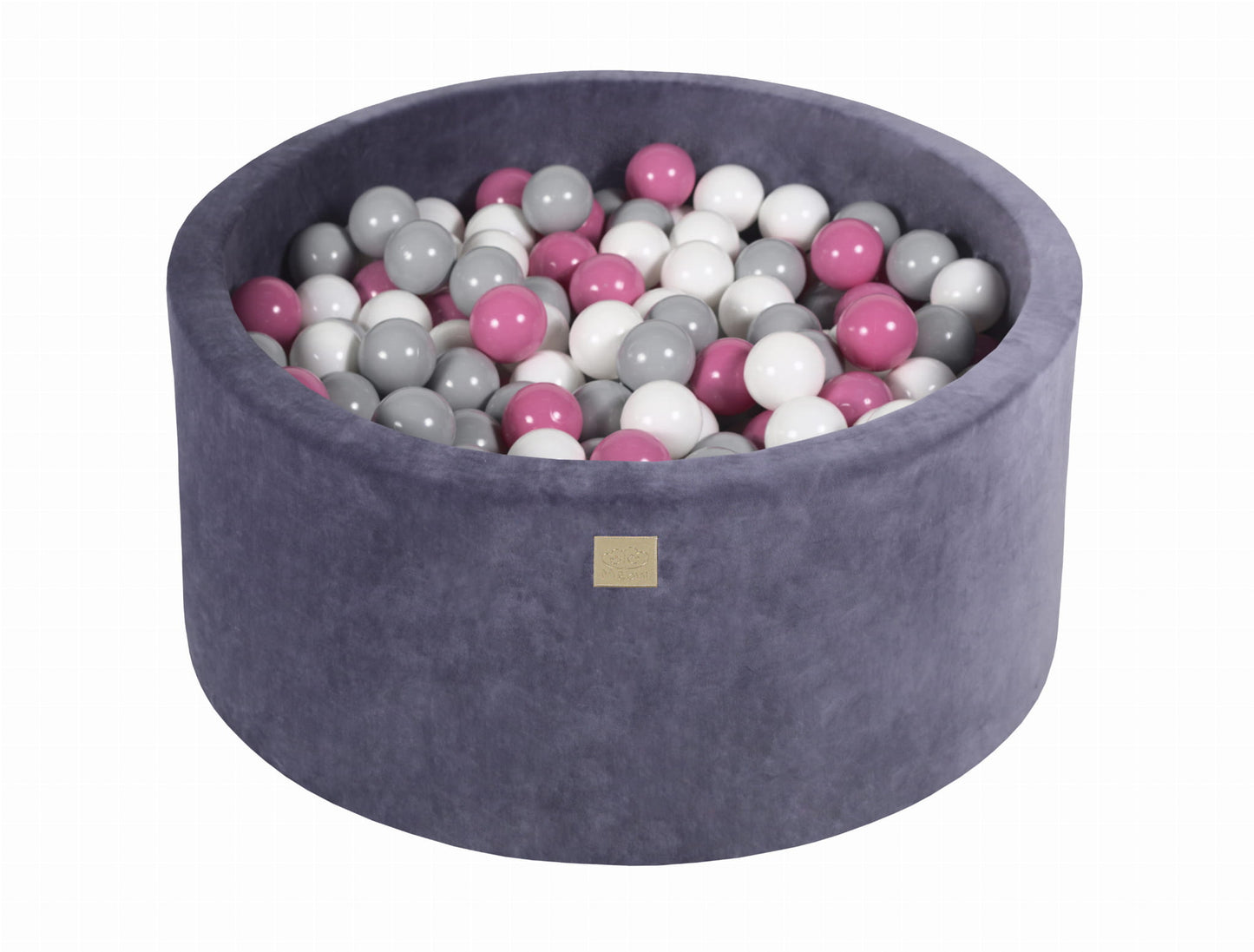 Round Ball Pit with 300 balls, 90x40cm, Blue-Grey, Velvet 