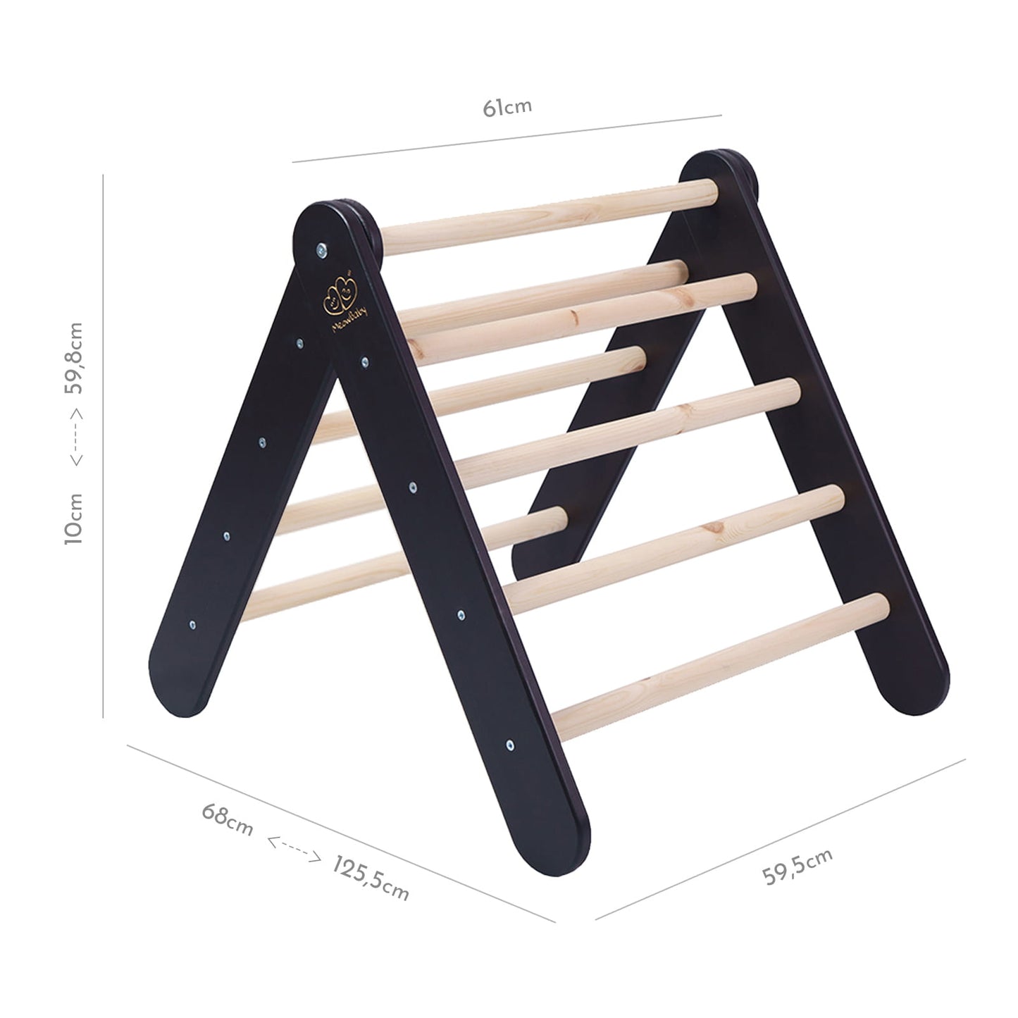 Montessori Climbing Ladder Large House with Tent -Black-Frame