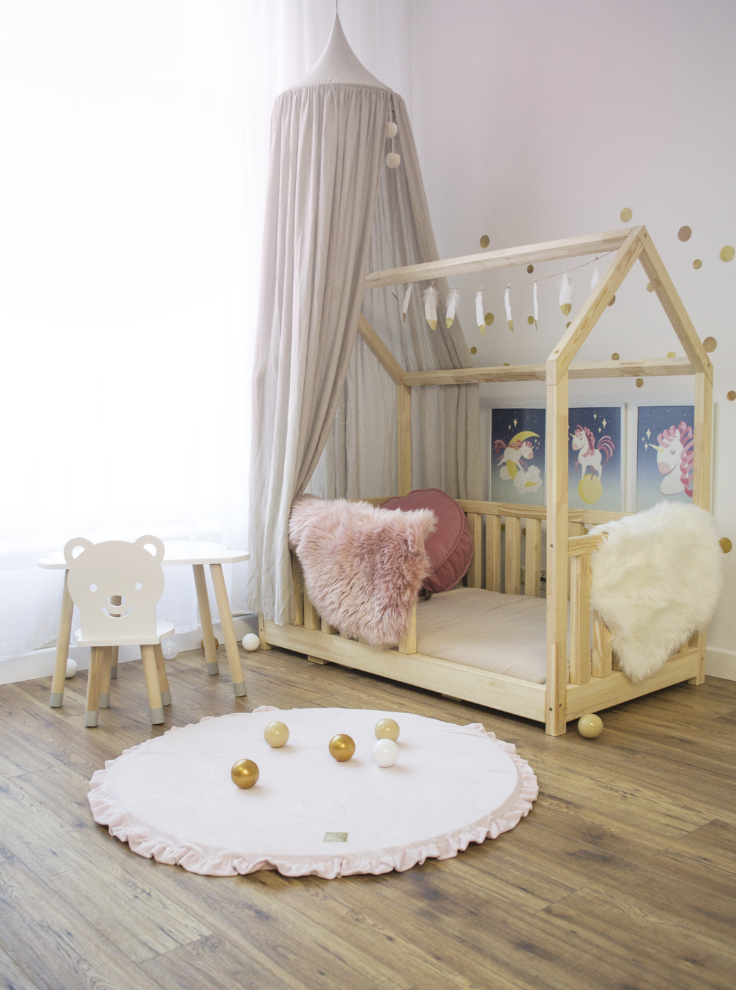 Montessori Baby Speelmat - Rond - Baby - Roze