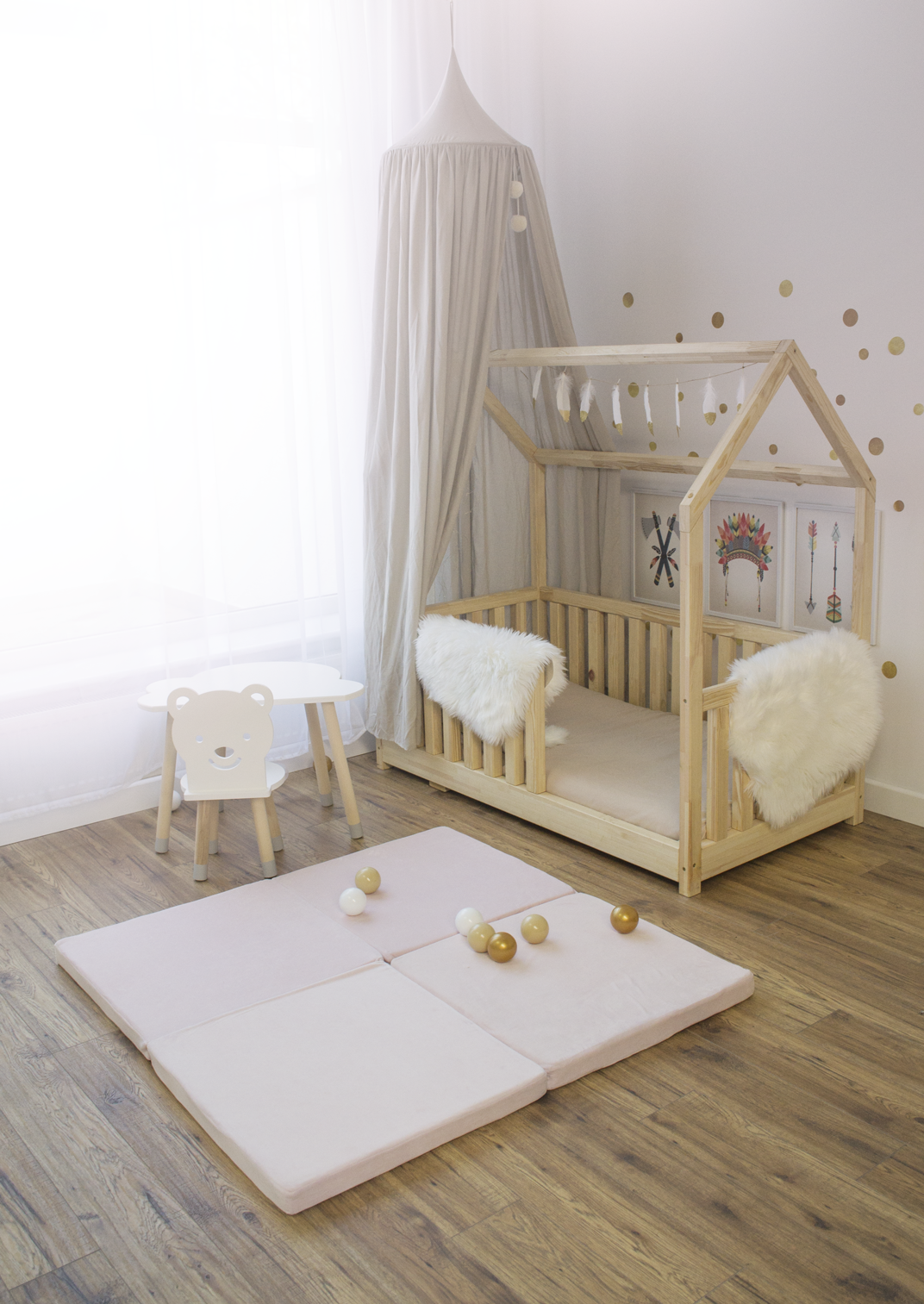 Montessori Baby Speelmat - vierkant - Roze