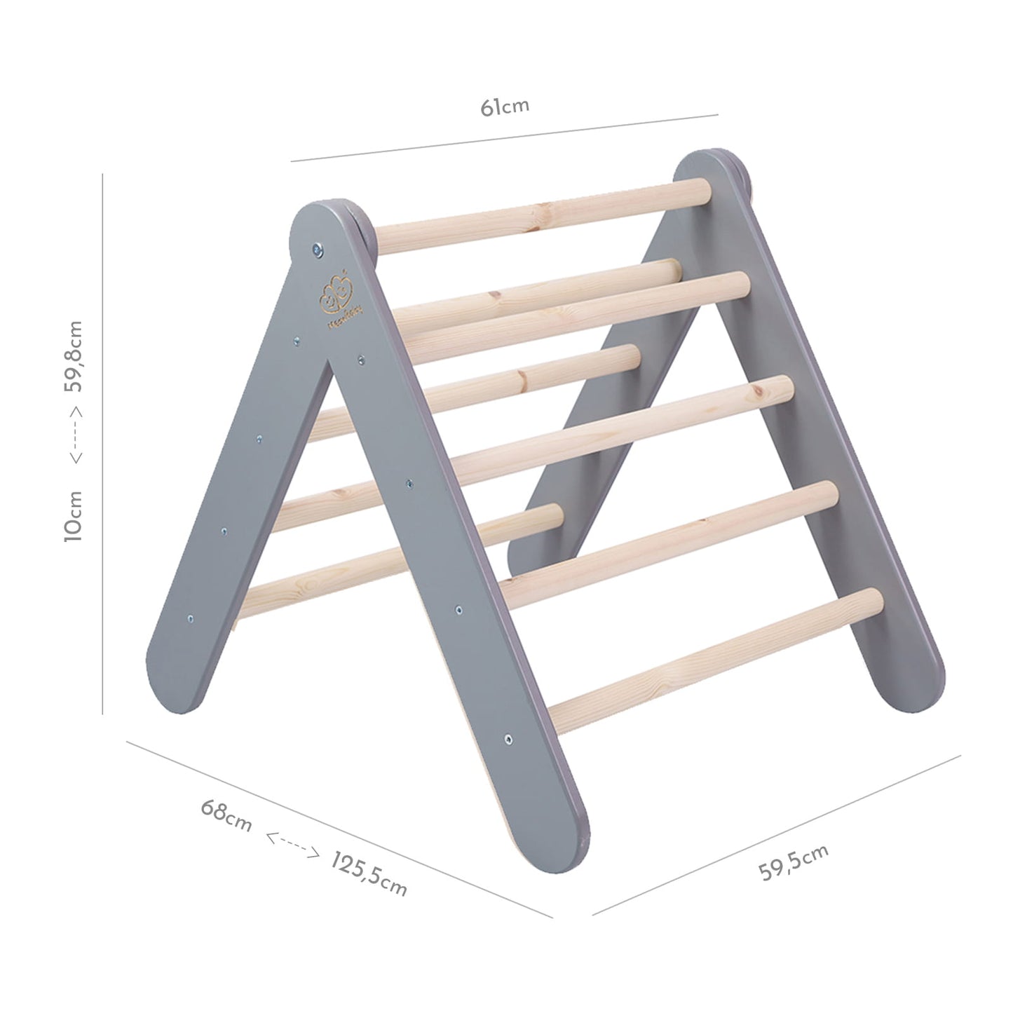 Montessori Climbing Ladder Large House with Tent - Gray - Blue