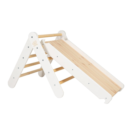 Montessori Climbing Frame 2in1 Ladder and Slide - Wood - White