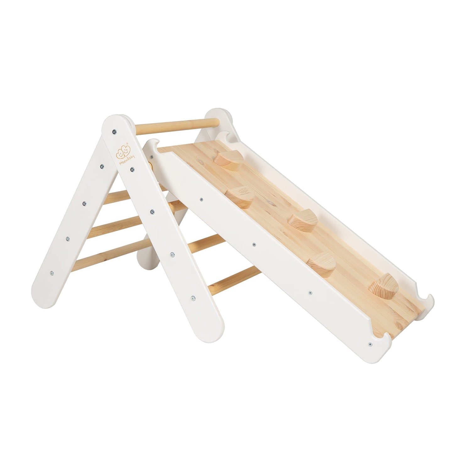 Montessori Klimrek 2in1 Ladder en Glijbaan - Hout - Wit