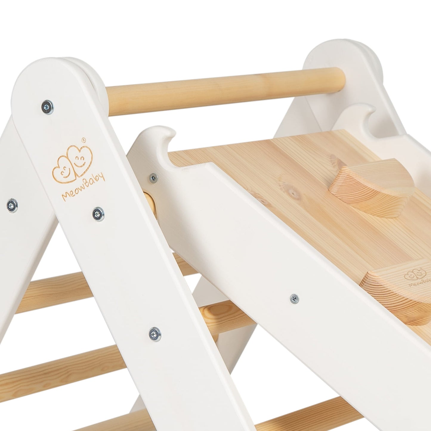 Montessori Climbing Frame 2in1 Ladder and Slide - Wood - White