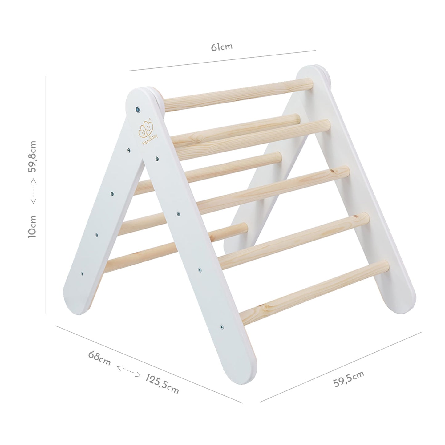 Montessori Klimrek 2in1 Ladder en Glijbaan - Hout - Wit