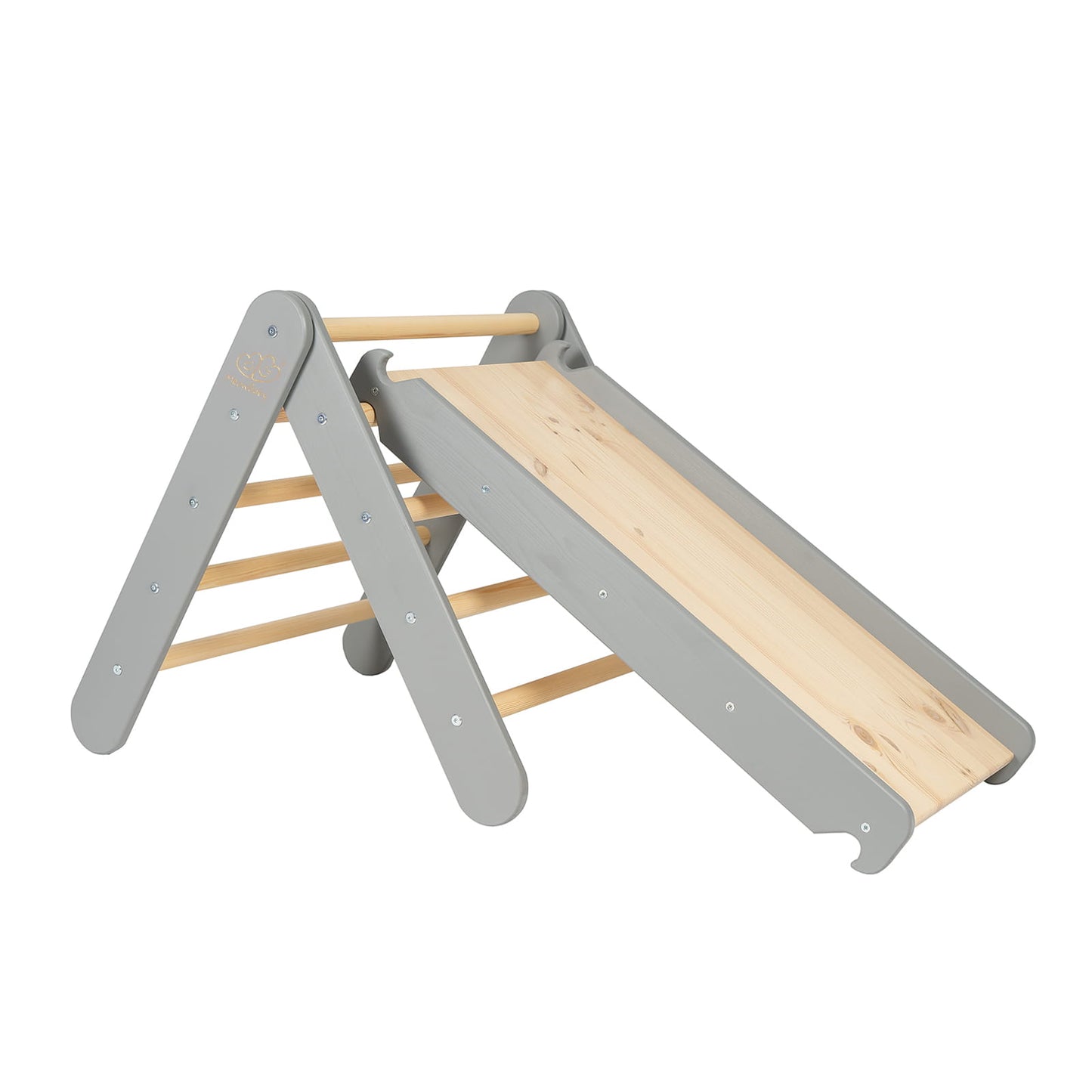 Montessori Climbing Frame 2in1 Ladder and Slide - Wood - Grey