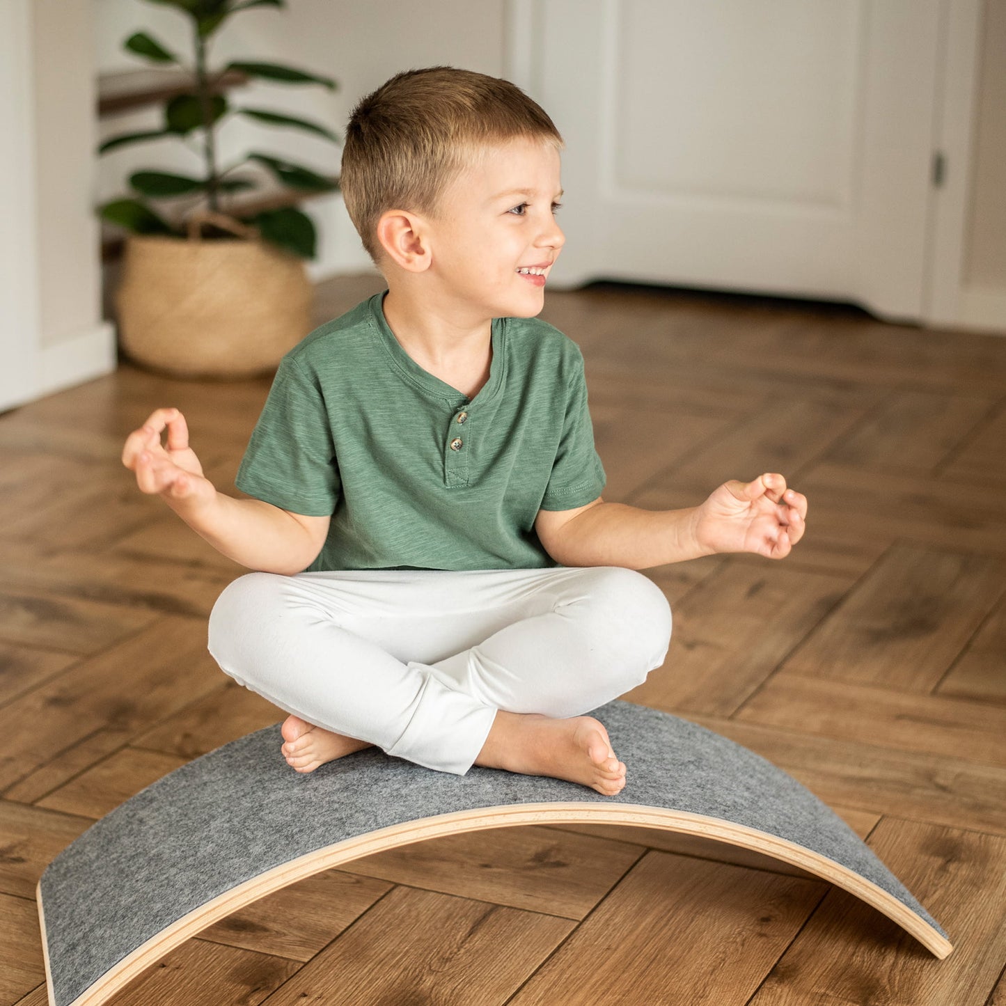 Montessori Balance Board met Vilt - Wit