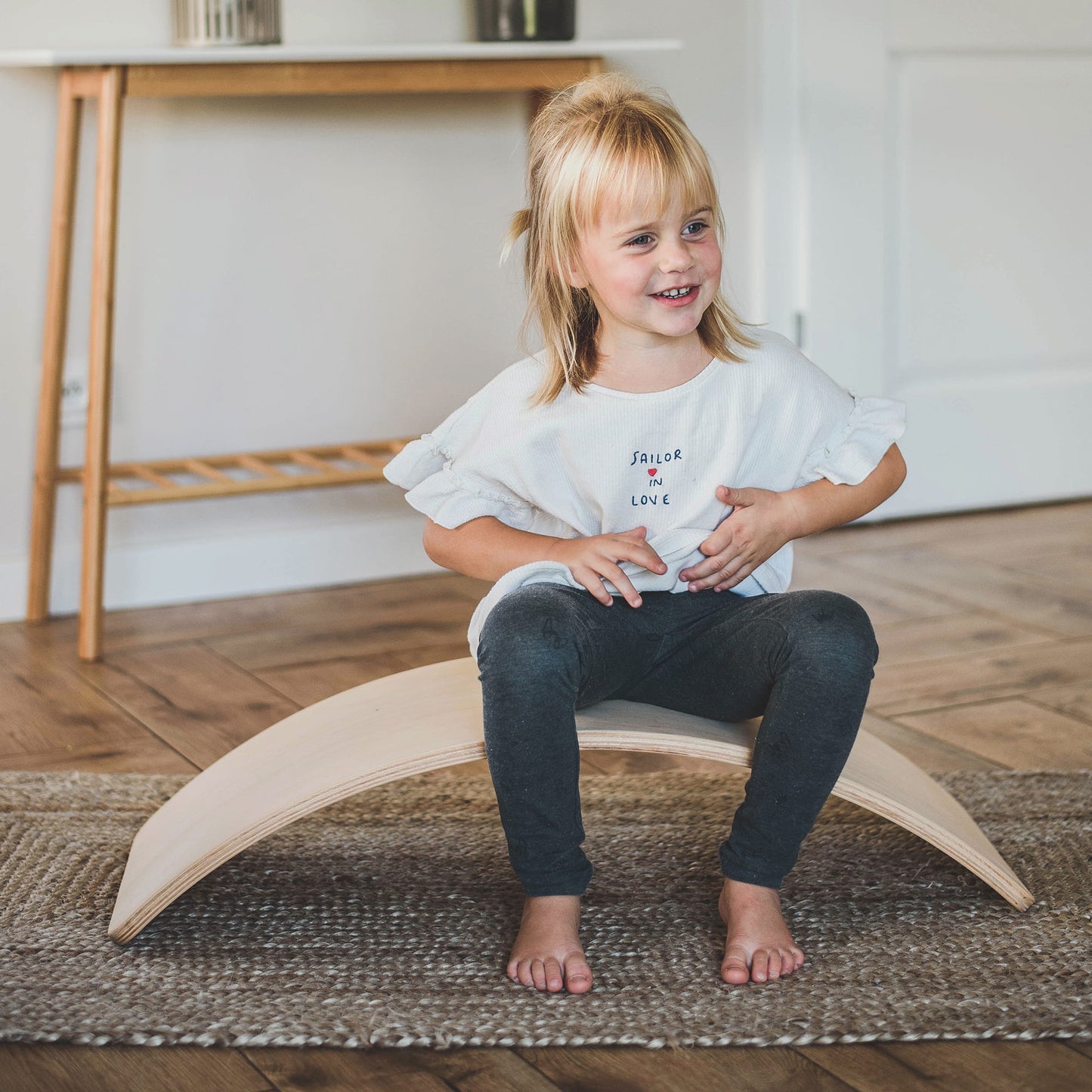 Montessori Balance Board with Felt - White