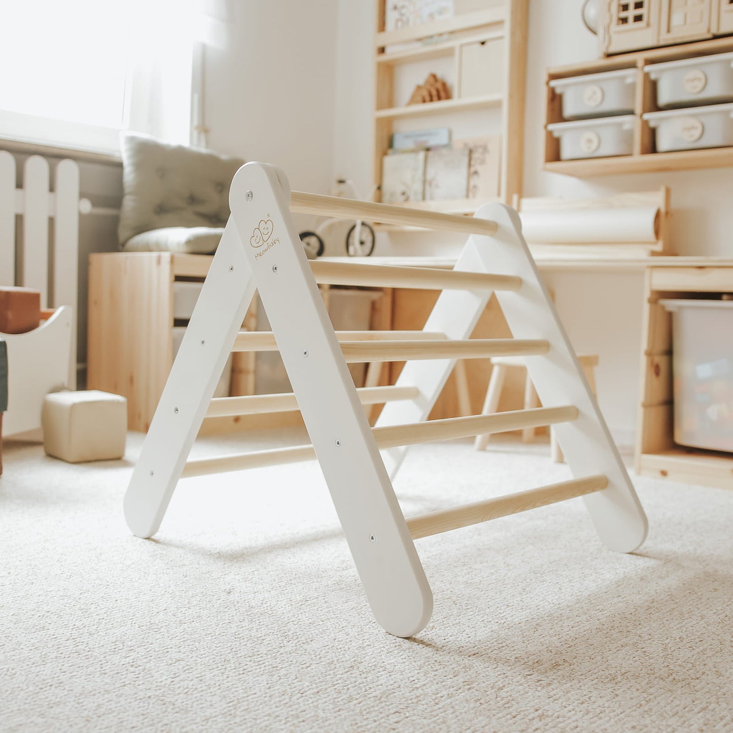 Montessori Play Tent with Ladder - White - Baby Blue