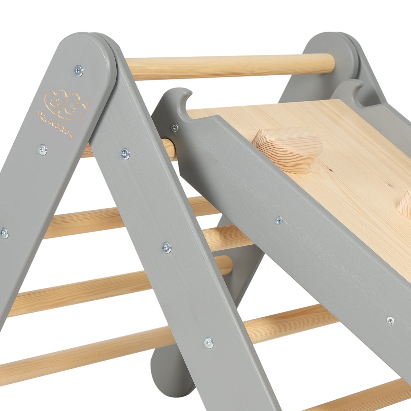 Montessori Climbing Frame 2in1 Ladder and Slide - Grey